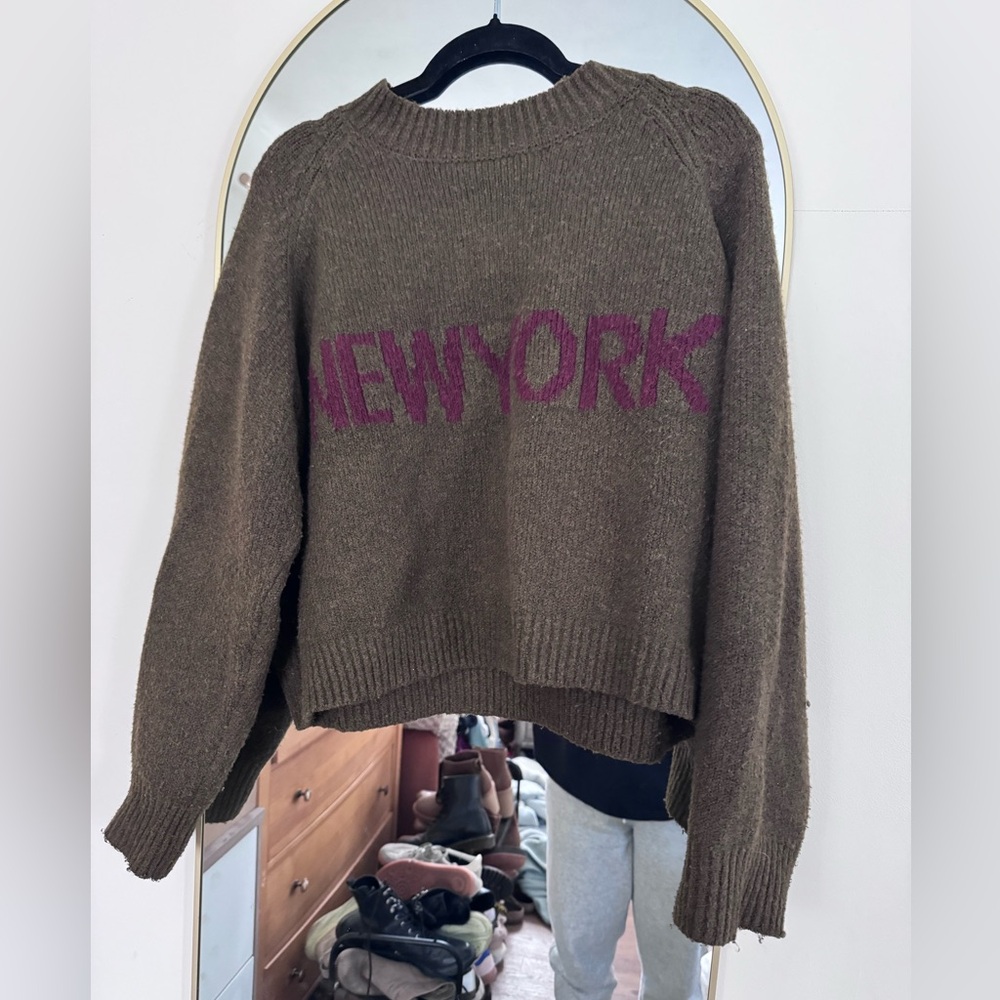NWT ‘New York' Wool-Blend Crewneck Sweater